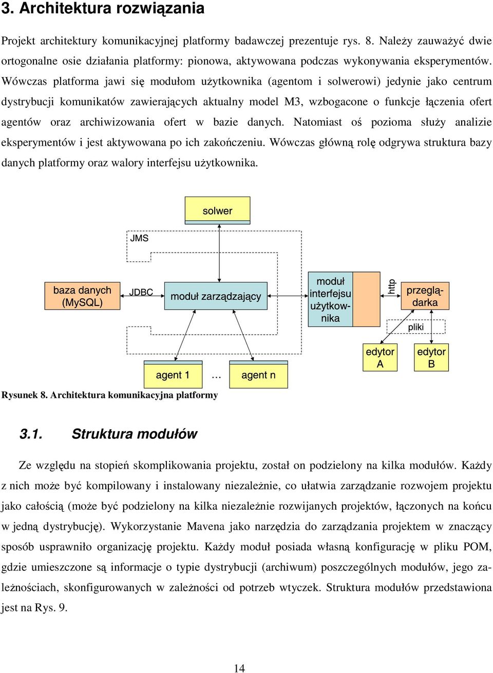 Wówczas platforma jawi się modułom użytkownika (agentom i solwerowi) jedynie jako centrum dystrybucji komunikatów zawierających aktualny model M3, wzbogacone o funkcje łączenia ofert agentów oraz