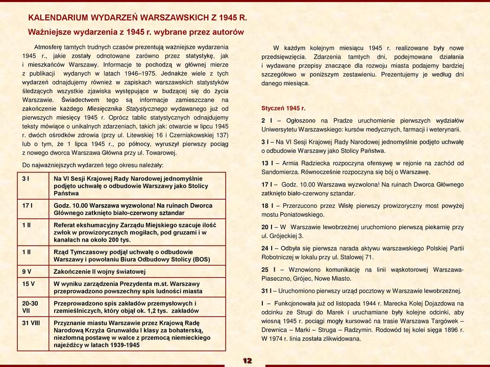 Jednakże wiele z tych wydarzeń odnajdujemy również w zapiskach warszawskich statystyków śledzących wszystkie zjawiska występujące w budzącej się do życia Warszawie.