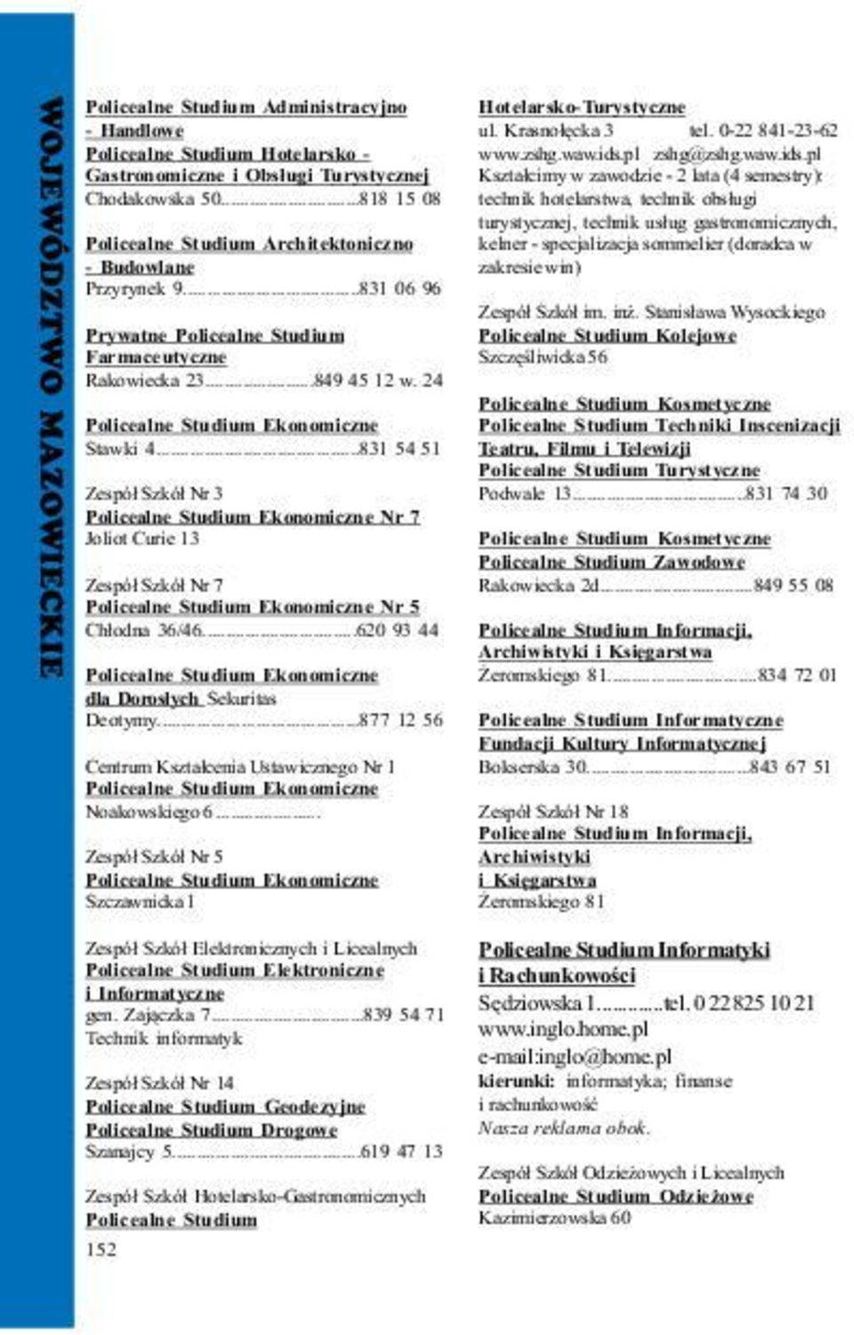 ..831 54 51 Zespó³ Szkó³ Nr 3 Policealne Studium Ekonomiczne Nr 7 Joliot Curie 13 Zespó³ Szkó³ Nr 7 Policealne Studium Ekonomiczne Nr 5 Ch³odna 36/46.