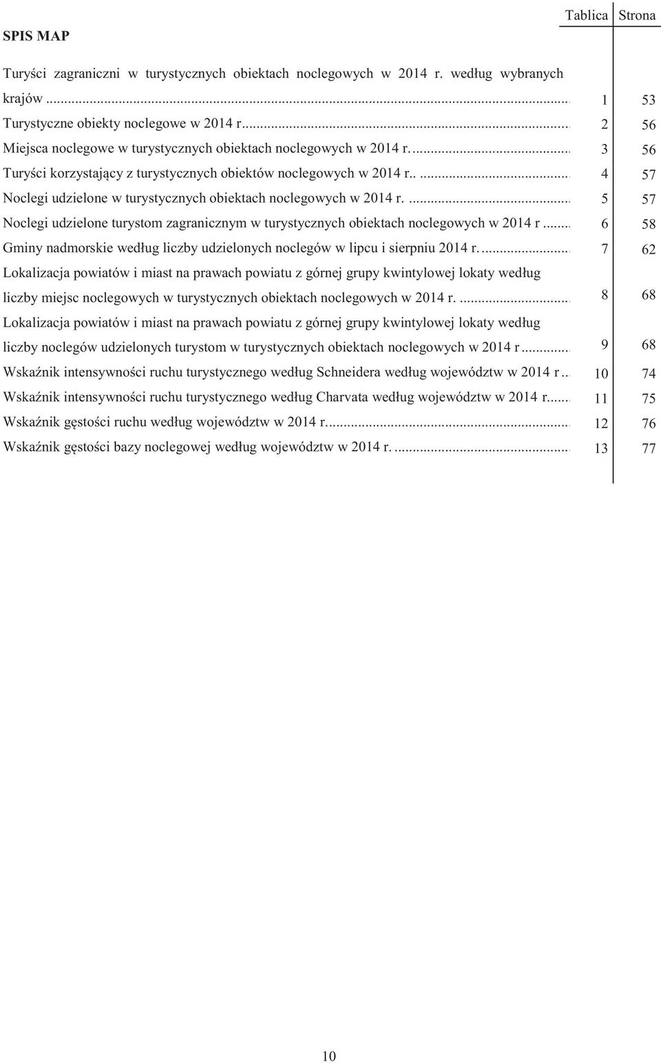.... 4 57 Noclegi udzielone w turystycznych obiektach noclegowych w 2014 r.... 5 57 Noclegi udzielone turystom zagranicznym w turystycznych obiektach noclegowych w 2014 r.