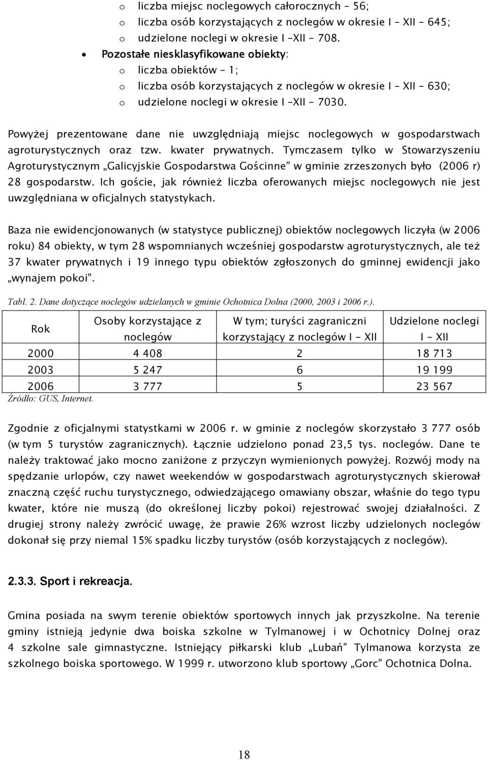 PowyŜej prezentowane dane nie uwzględniają miejsc noclegowych w gospodarstwach agroturystycznych oraz tzw. kwater prywatnych.