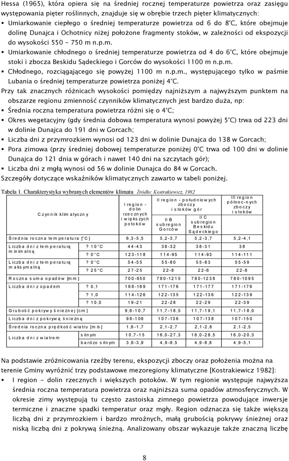 p.m. Chłodnego, rozciągającego się powyŝej 1100 m n.p.m., występującego tylko w paśmie Lubania o średniej temperaturze powietrza poniŝej 4 C.