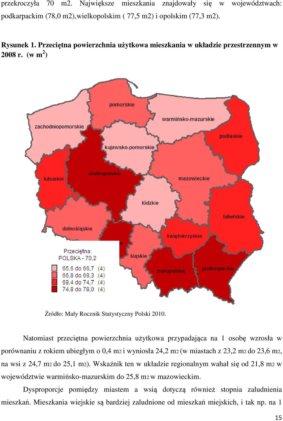 Natomiast przeciętna powierzchnia użytkowa przypadająca na 1 osobę wzrosła w porównaniu z rokiem ubiegłym o 0,4 m2 i wyniosła 24,2 m2 (w miastach z 23,2 m2 do 23,6 m2, na wsi z 24,7 m2 do 25,1