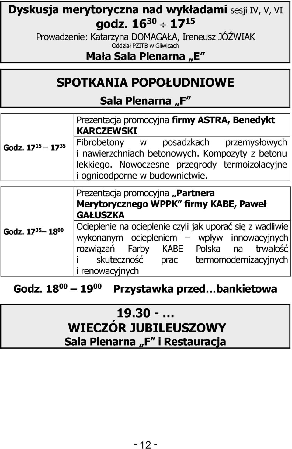 Nowoczesne przegrody termoizolacyjne i ognioodporne w budownictwie. Godz.