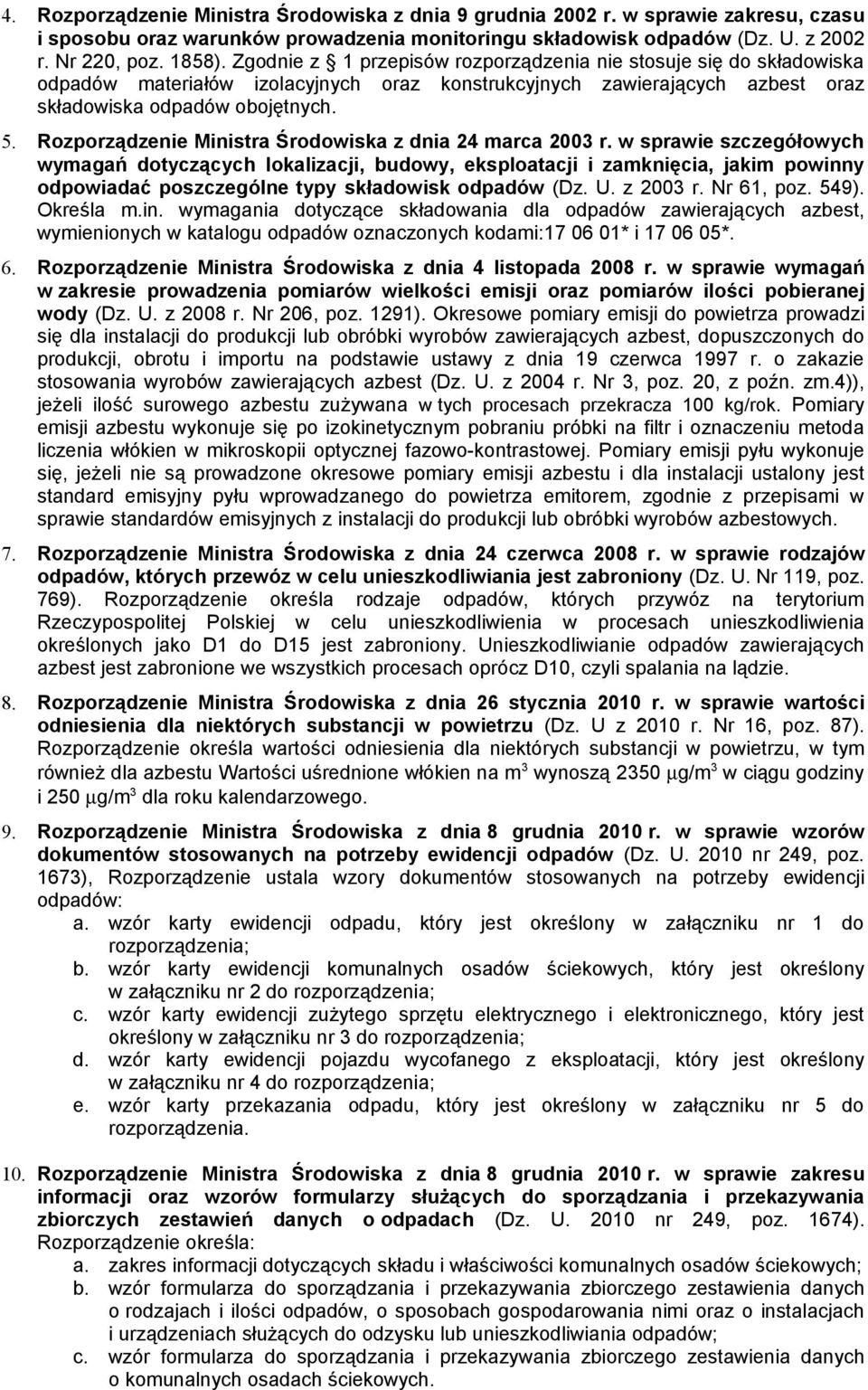 Rozporządzenie Ministra Środowiska z dnia 24 marca 2003 r.