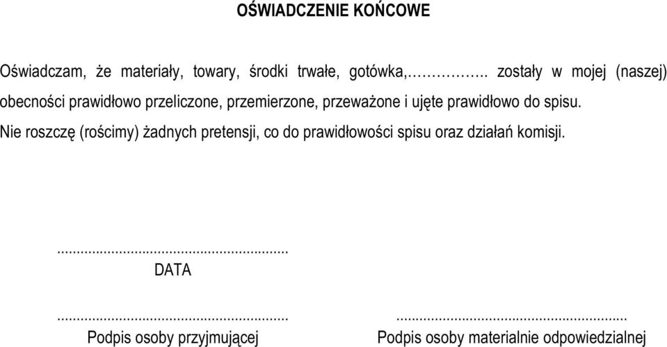 ujęte prawidłowo do spisu.