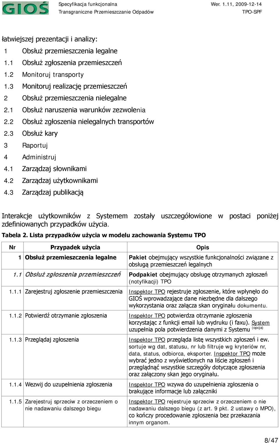 3 Obsłuż kary 3 Raportuj 4 Administruj 4.1 Zarządzaj słownikami 4.2 Zarządzaj użytkownikami 4.