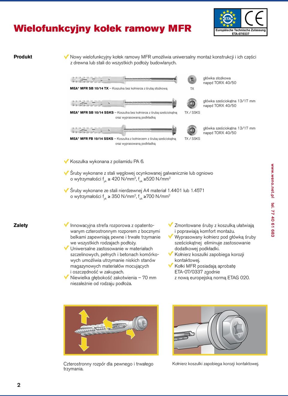 MEA MFR SB 10/14 TX Koszulka bez kołnierza z śrubą stożkową TX główka stożkowa napęd TORX 40/50 MEA MFR SB 10/14 SSKS Koszulka bez kołnierza z śrubą sześciokątną TX / SSKS główka sześciokątna 13/17