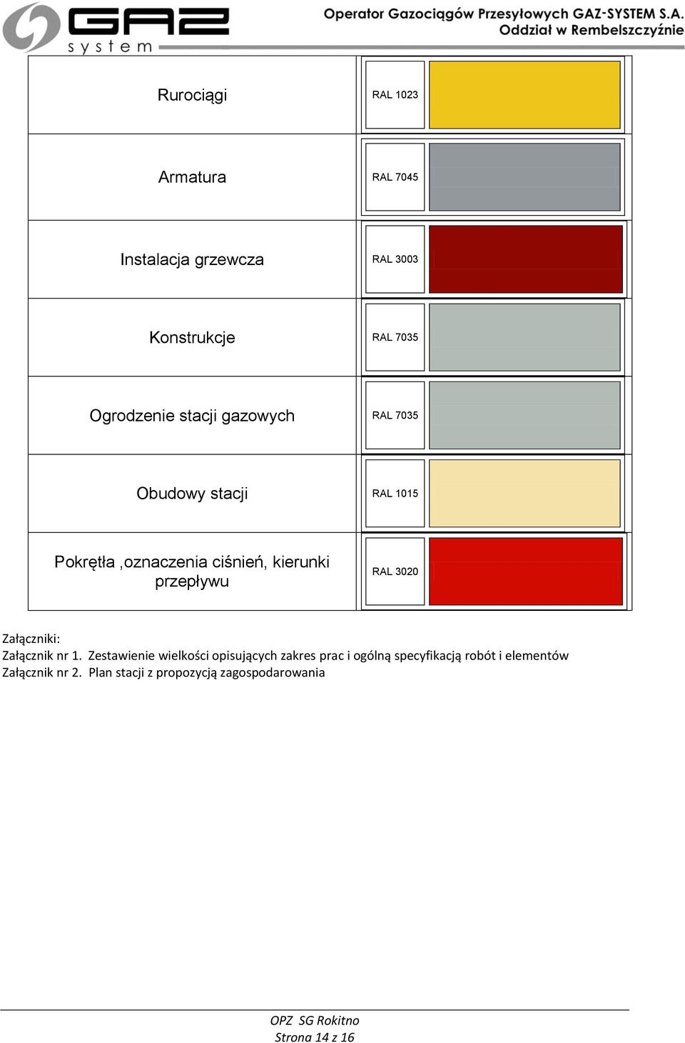 RAL 3020 Załączniki: Załącznik nr 1.