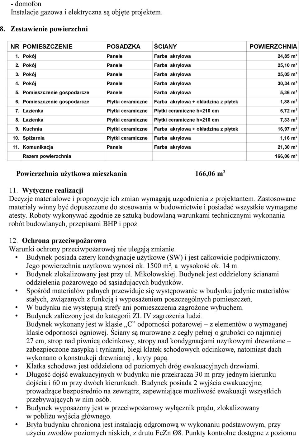 Pomieszczenie gospodarcze Płytki ceramiczne Farba akrylowa + okładzina z płytek 1,88 m 2 7. Łazienka Płytki ceramiczne Płytki ceramiczne h=210 cm 6,72 m 2 8.