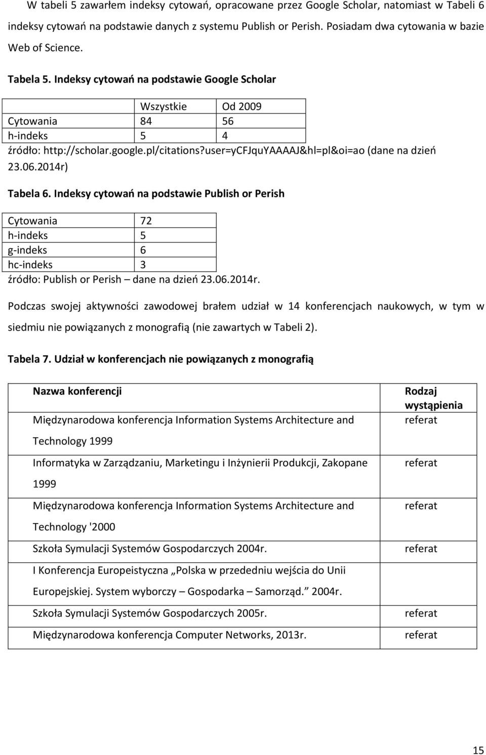 user=ycfjquyaaaaj&hl=pl&oi=ao (dane na dzień 23.06.2014r) Tabela 6.