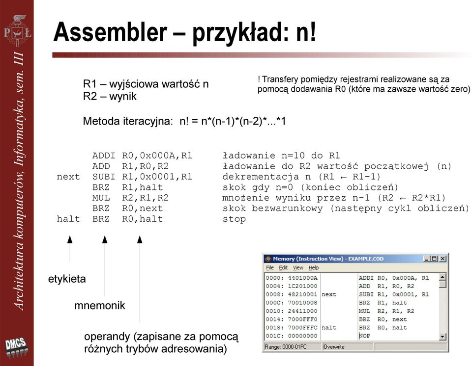 wynik Metoda iteracyjna: n! = n*(n-1)*(n-2)*...*1 mnemonik!