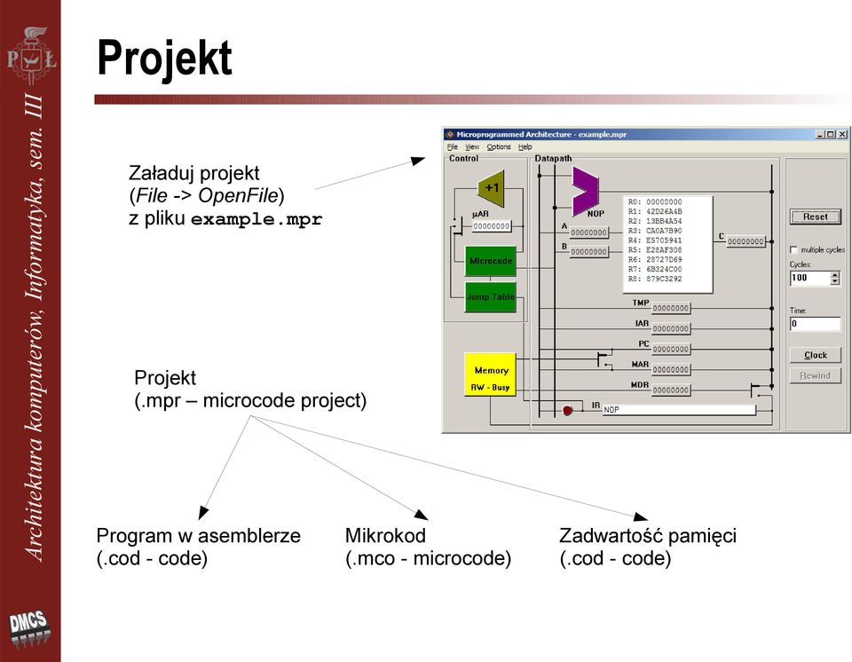 mpr microcode project) Program w asemblerze (.