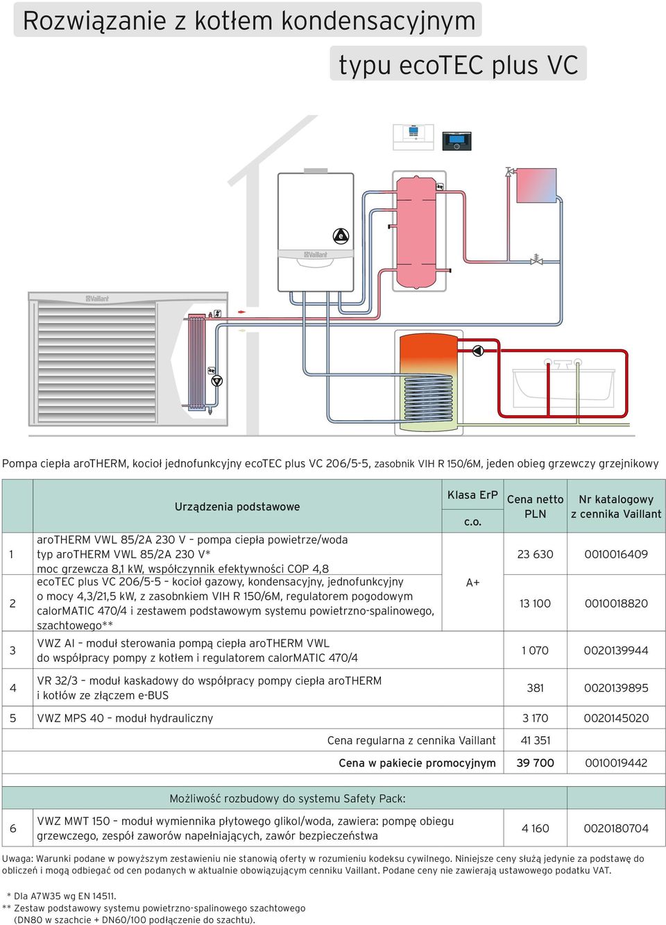 kondensacyjny, jednofunkcyjny o mocy 4,3/21,5 kw, z zasobnkiem VIH R 150/6M, regulatorem pogodowym calormatic 470/4 i zestawem podstawowym systemu powietrzno-spalinowego, szachtowego** VWZ AI moduł