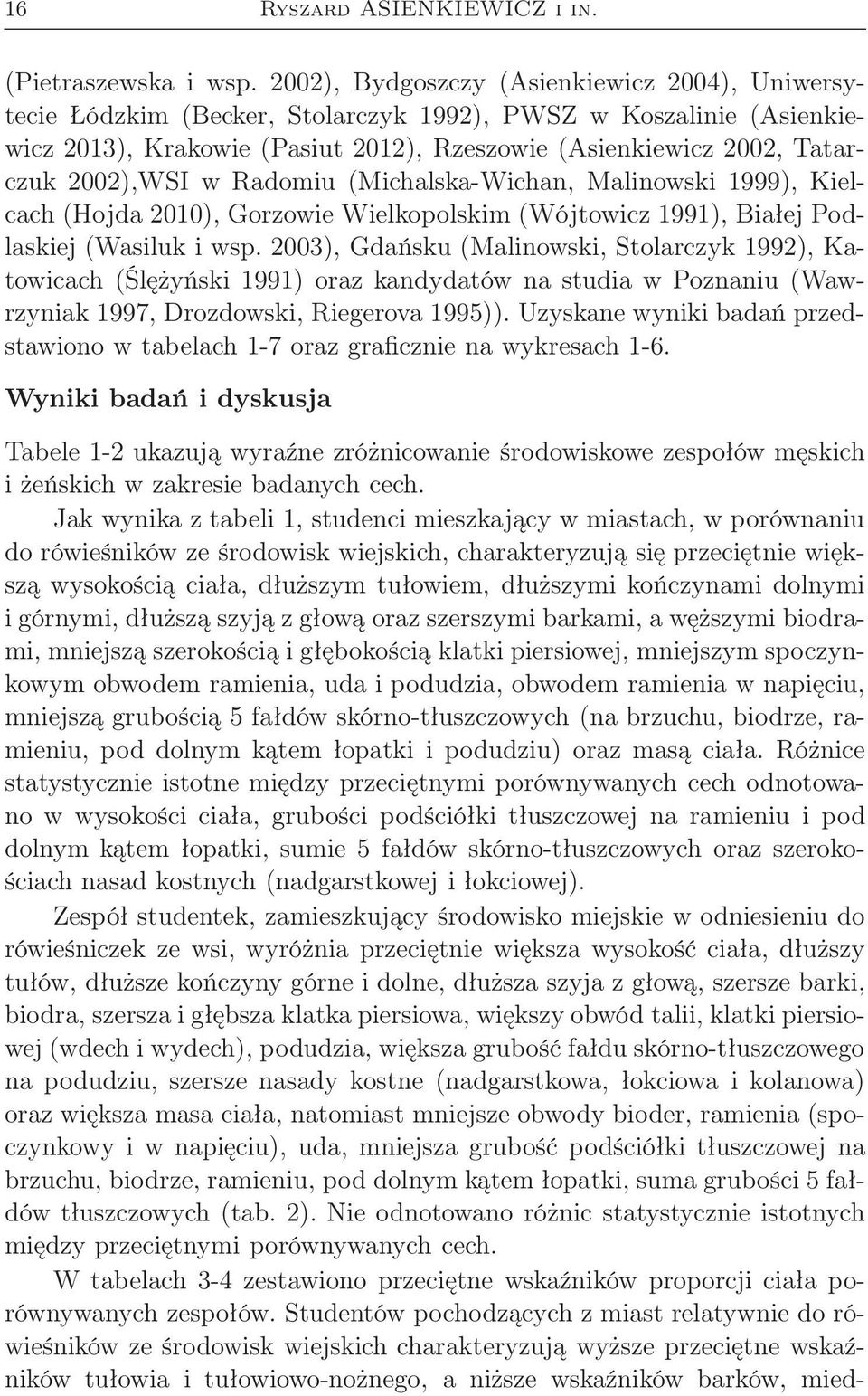 2002),WSI w Radomiu (Michalska-Wichan, Malinowski 1999), Kielcach (Hojda 2010), Gorzowie Wielkopolskim (Wójtowicz 1991), Białej Podlaskiej (Wasiluk i wsp.