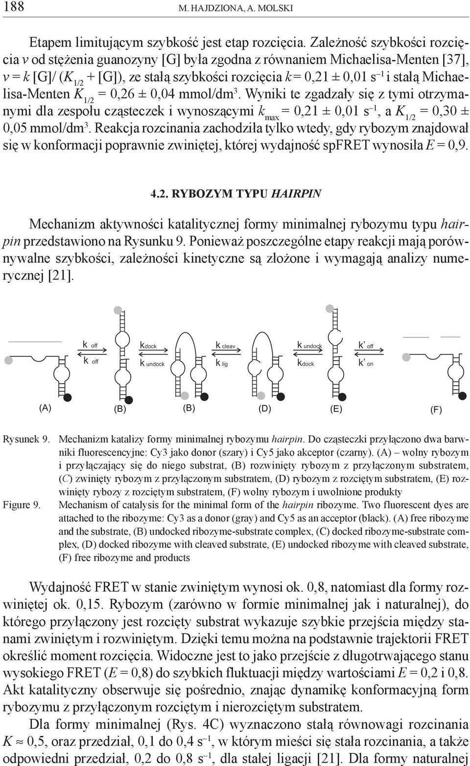 Michaelisa-Menten K 1/2 = 0,26 ± 0,04 mmol/dm 3. Wyniki te zgadza³y siê z tymi otrzymanymi dla zespo³u cz¹steczek i wynosz¹cymi k max = 0,21 ± 0,01 s 1, a K 1/2 = 0,30 ± 0,05 mmol/dm 3.