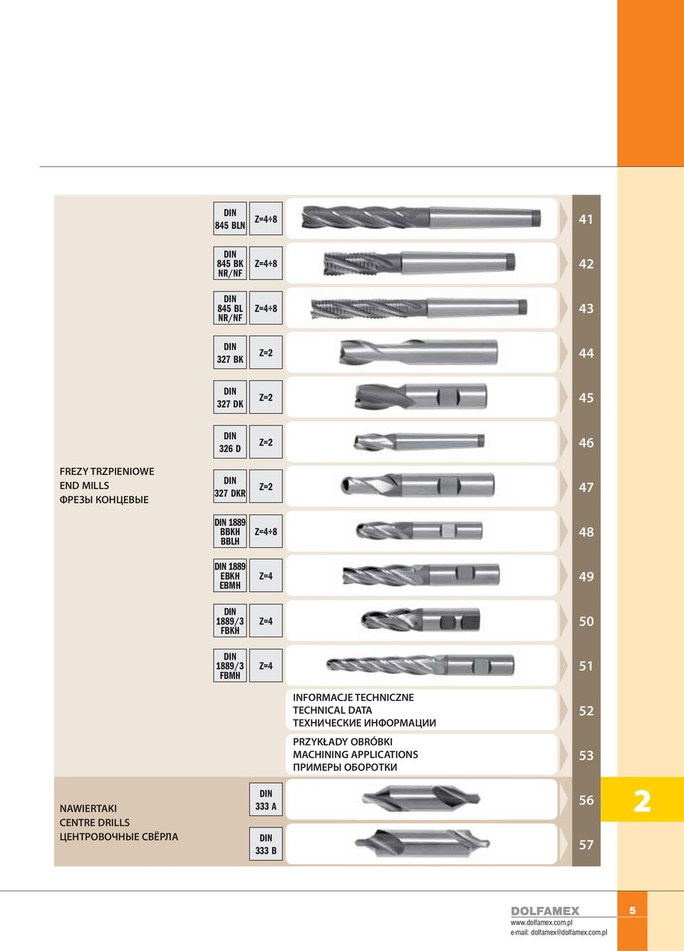 51 INFORMACJE TECHNICZNE TECHNICAL DATA ТЕХНИЧЕСКИЕ ИНФОРМАЦИИ 52 NAWIERTAKI CENTRE DRILLS ЦЕНТРОВОЧНЫЕ СВЁРЛА 333 A 333