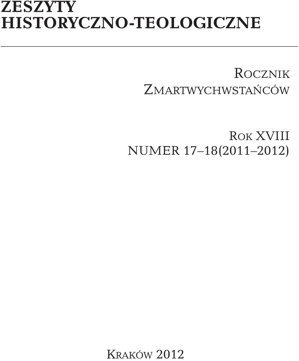 ROCZNIK ZMARTWYCHWSTAŃCÓW