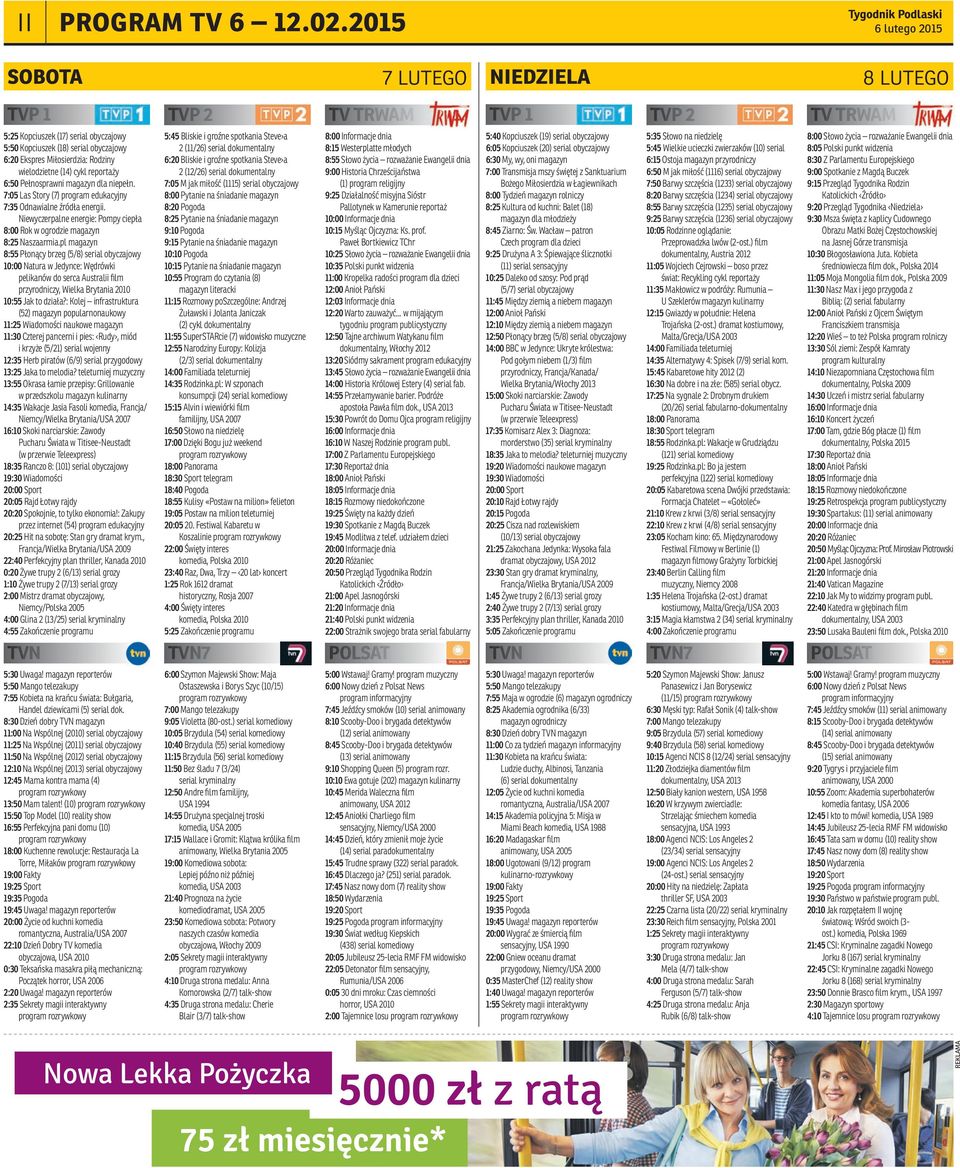 wielodzietne (14) cykl reportaży 6:50 Pełnosprawni magazyn dla niepełn. 7:05 Las Story (7) program edukacyjny 7:35 Odnawialne źródła energii.