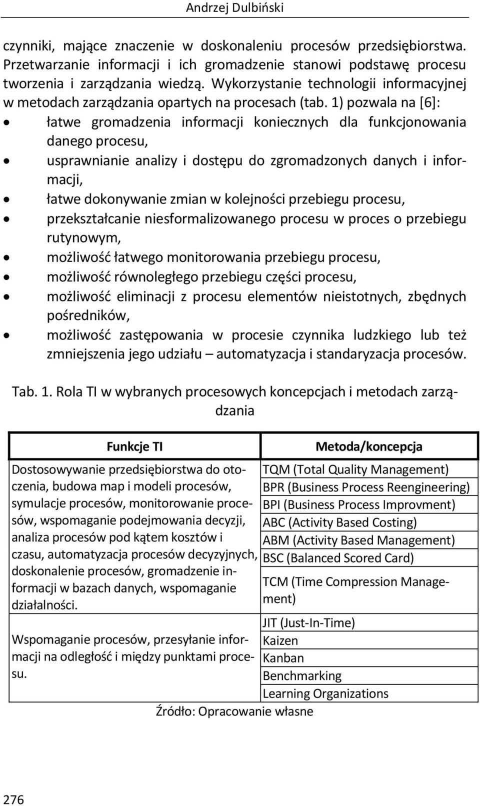 1) pozwala na [6]: łatwe gromadzenia informacji koniecznych dla funkcjonowania danego procesu, usprawnianie analizy i dostępu do zgromadzonych danych i informacji, łatwe dokonywanie zmian w