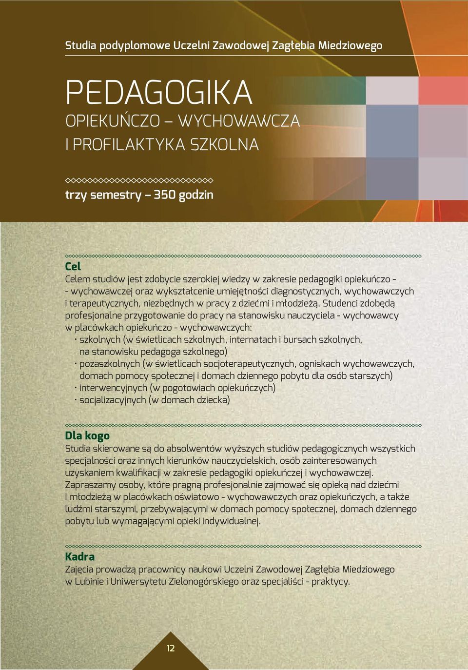 Studenci zdobędą profesjonalne przygotowanie do pracy na stanowisku nauczyciela - wychowawcy w placówkach opiekuńczo - wychowawczych: szkolnych (w świetlicach szkolnych, internatach i bursach