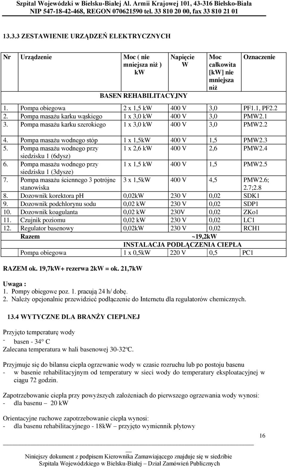 Pompa masażu wodnego stóp 1 x 1,5kW 400 V 1,5 PMW2.3 5. Pompa masażu wodnego przy 1 x 2,6 kw 400 V 2,6 PMW2.4 siedzisku 1 (6dysz) 6. Pompa masażu wodnego przy 1 x 1,5 kw 400 V 1,5 PMW2.