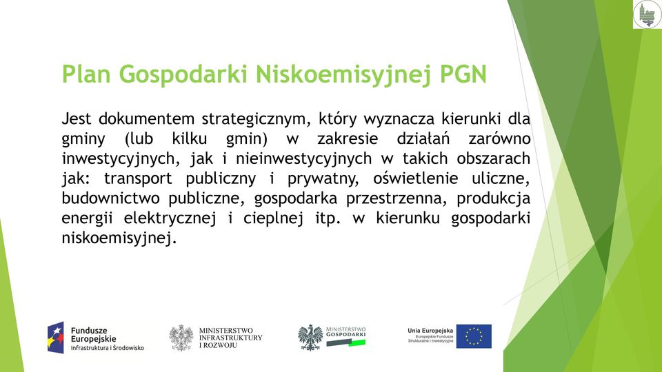 obszarach jak: transport publiczny i prywatny, oświetlenie uliczne, budownictwo publiczne,