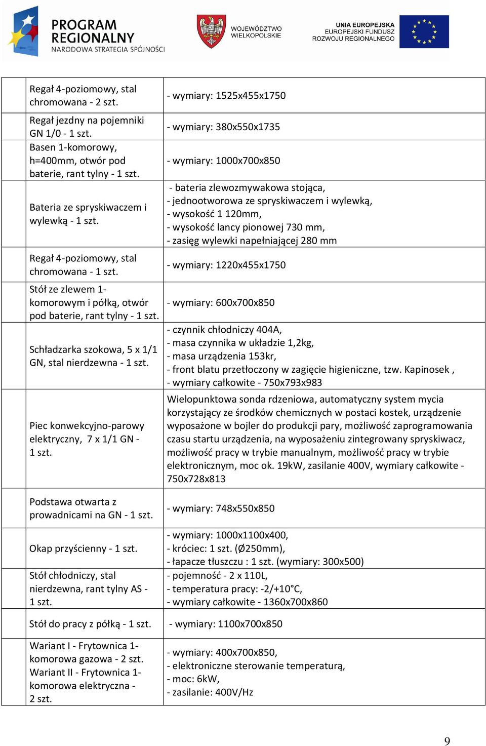 półką, otwór pod baterie, rant tylny - Schładzarka szokowa, 5 x 1/1 GN, stal nierdzewna - Piec konwekcyjno-parowy elektryczny, 7 x 1/1 GN - - wymiary: 1525x455x1750 - wymiary: 380x550x1735 - wymiary: