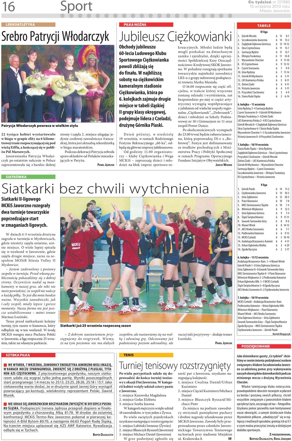 Jaworznianka Patrycja Włodarczyk po ostatnim sukcesie w Polsce zaprezentowała się z bardzo dobrej SIATKÓWKA Siatkarki II-ligowego MCKiS Jaworzno rozegrały dwa turnieje towarzyskie poprzedzające start