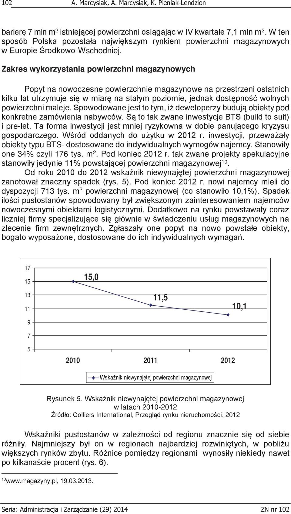 Zakres wykorzystania powierzchni magazynowych Popyt na nowoczesne powierzchnie magazynowe na przestrzeni ostatnich kilku lat utrzymuje się w miarę na stałym poziomie, jednak dostępność wolnych