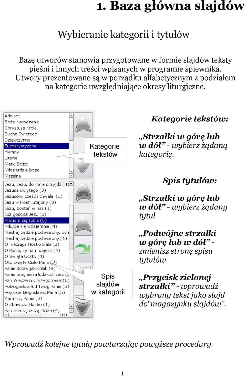 Kategorie tekstów: Strzałki w górę lub w dół - wybierz żądaną kategorię.