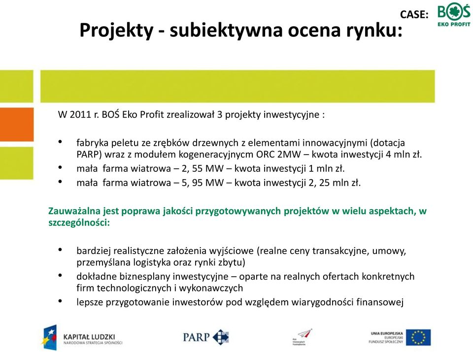 mln zł. mała farma wiatrowa 2, 55 MW kwota inwestycji 1 mln zł. mała farma wiatrowa 5, 95 MW kwota inwestycji 2, 25 mln zł.