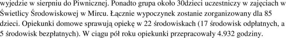 Mircu. Łącznie wypoczynek zostanie zorganizowany dla 85 dzieci.