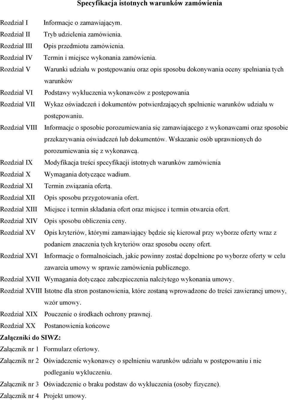 Rozdział V Warunki udziału w postępowaniu oraz opis sposobu dokonywania oceny spełniania tych warunków Rozdział VI Podstawy wykluczenia wykonawców z postępowania Rozdział VII Wykaz oświadczeń i