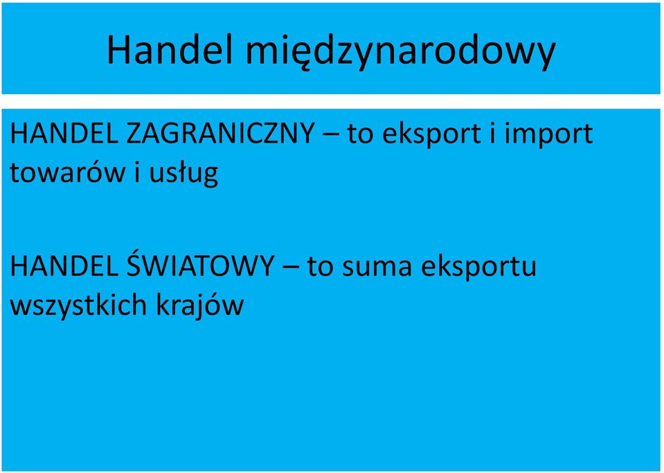 towarów i usług HANDEL ŚWIATOWY