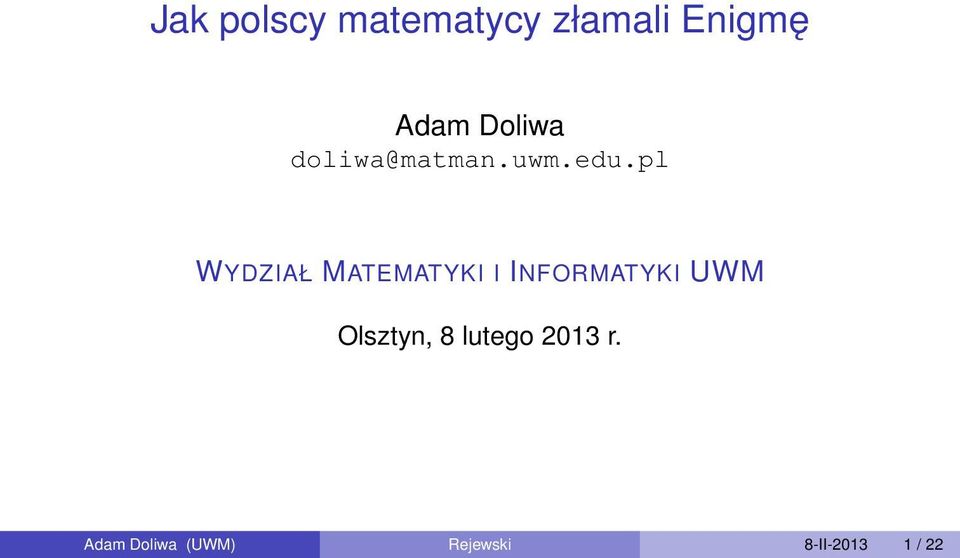 pl WYDZIAŁ MATEMATYKI I INFORMATYKI UWM