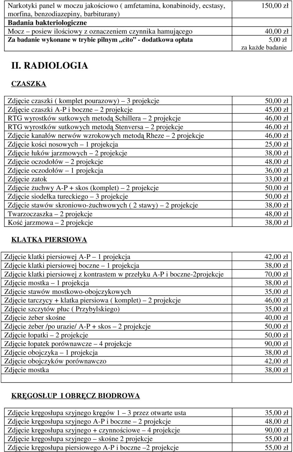 RADIOLOGIA CZASZKA Zdjęcie czaszki ( komplet pourazowy) 3 projekcje Zdjęcie czaszki A-P i boczne 2 projekcje RTG wyrostków sutkowych metodą Schillera 2 projekcje RTG wyrostków sutkowych metodą