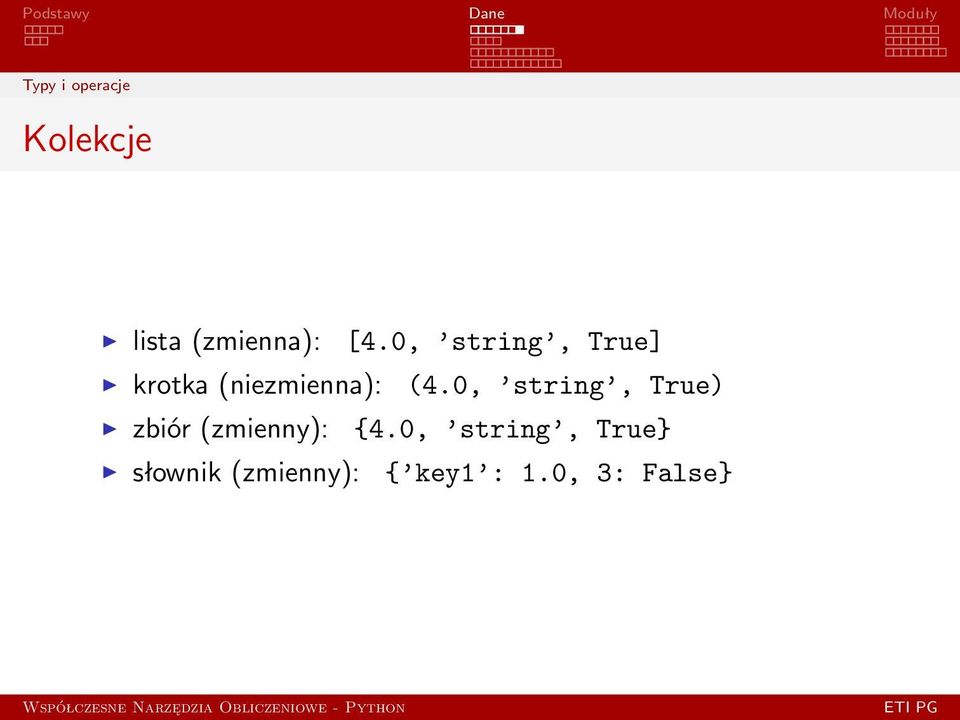 0, string, True) zbiór (zmienny): {4.