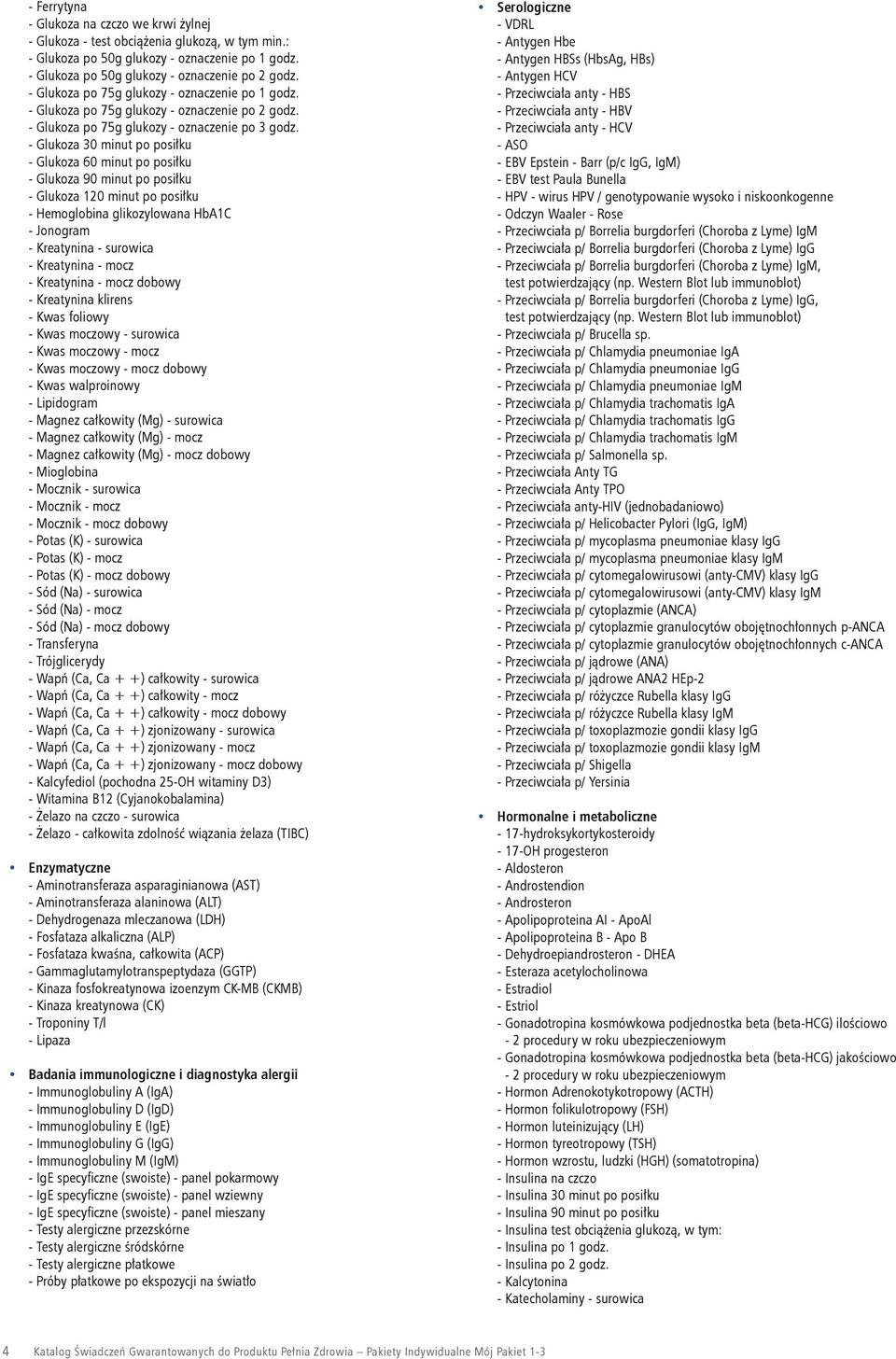 - Glukoza 30 minut po posiłku - Glukoza 60 minut po posiłku - Glukoza 90 minut po posiłku - Glukoza 20 minut po posiłku - Hemoglobina glikozylowana HbAC - Jonogram - Kreatynina - surowica -