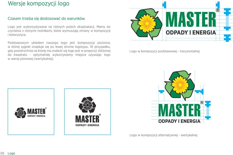 Podstawowym układem naszego logo jest kompozycja pozioma, w której sygnet znajduje się po lewej stronie logotypu.