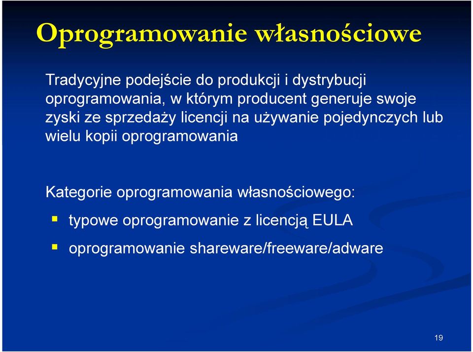 używanie pojedynczych lub wielu kopii oprogramowania Kategorie oprogramowania