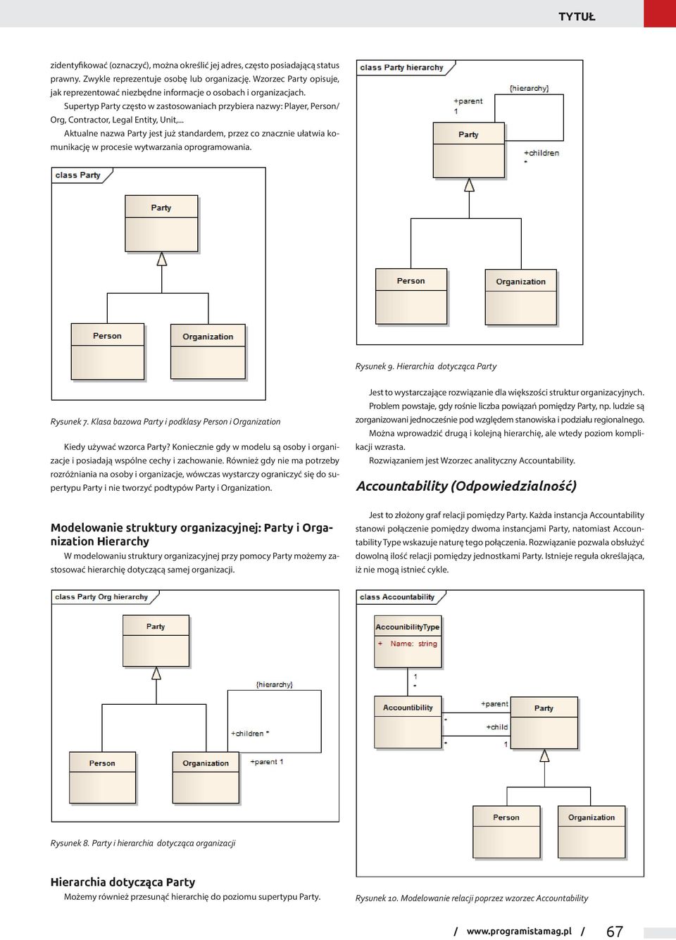 .. Aktualne nazwa Party jest już standardem, przez co znacznie ułatwia komunikację w procesie wytwarzania oprogramowania. Rysunek 9. Hierarchia dotycząca Party Rysunek 7.