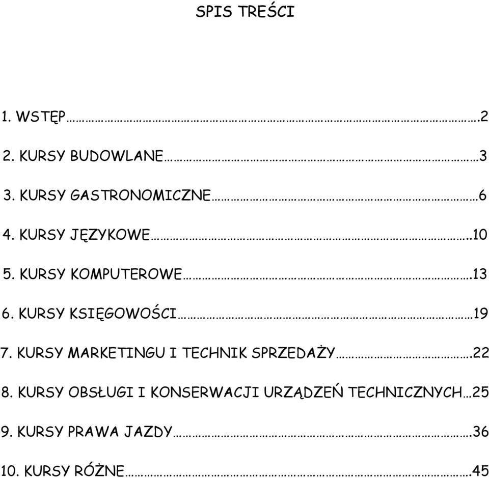 KURSY KSIĘGOWOŚCI 19 7. KURSY MARKETINGU I TECHNIK SPRZEDAŻY.22 8.