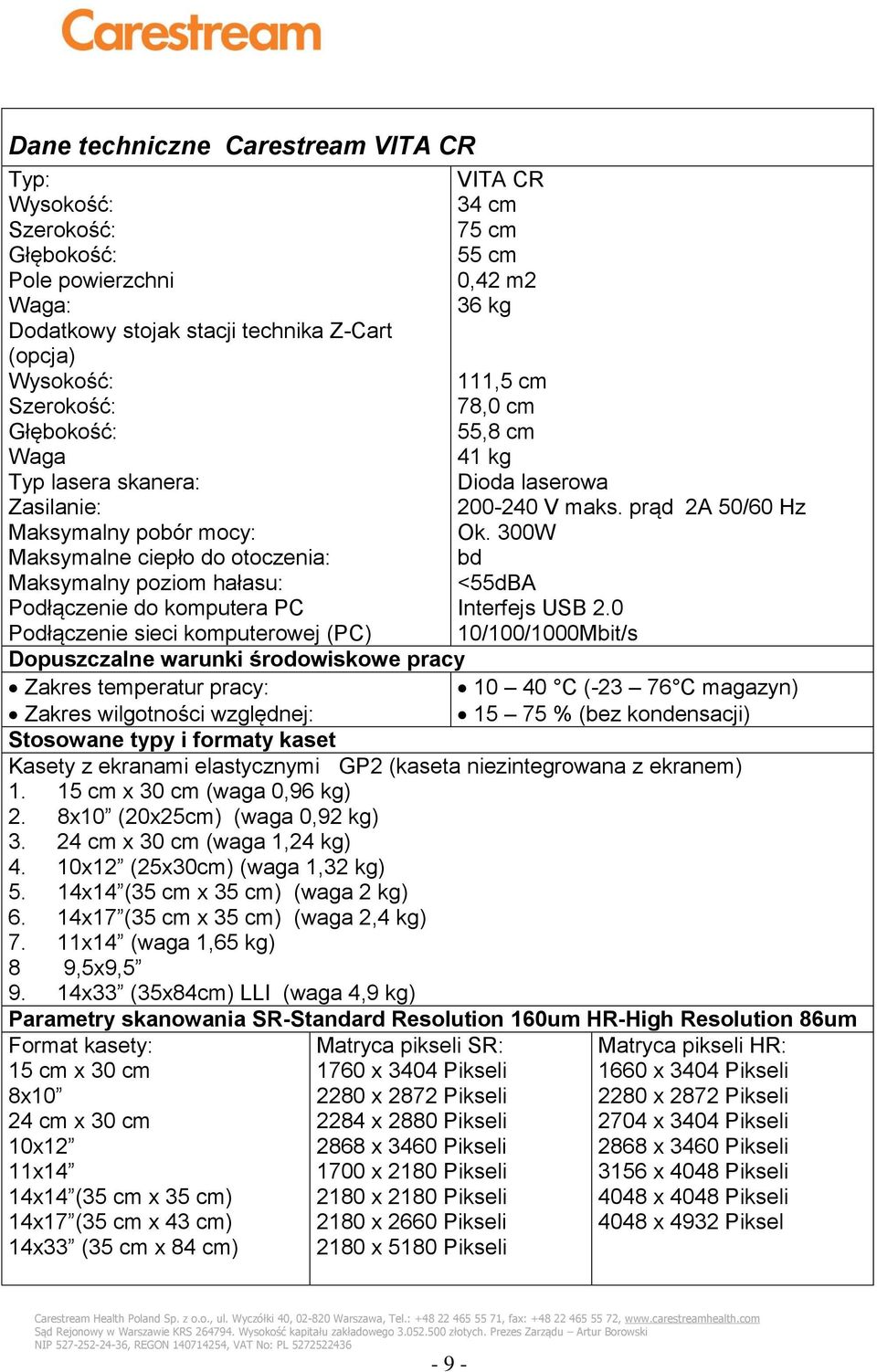 111,5 cm 78,0 cm 55,8 cm 41 kg Dioda laserowa 200-240 V maks. prąd 2A 50/60 Hz Ok. 300W bd <55dBA Interfejs USB 2.