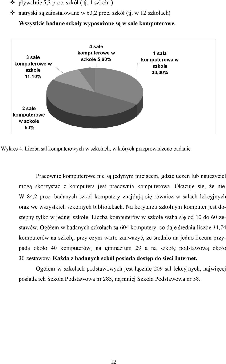 Liczba sal komputerowych w szkołach, w których przeprowadzono badanie Pracownie komputerowe nie są jedynym miejscem, gdzie uczeń lub nauczyciel mogą skorzystać z komputera jest pracownia komputerowa.