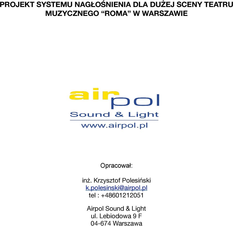 Krzysztof Polesiński k.polesinski@airpol.