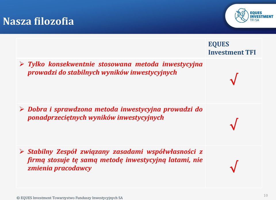 inwestycyjna prowadzi do ponadprzeciętnych wyników inwestycyjnych Stabilny Zespół