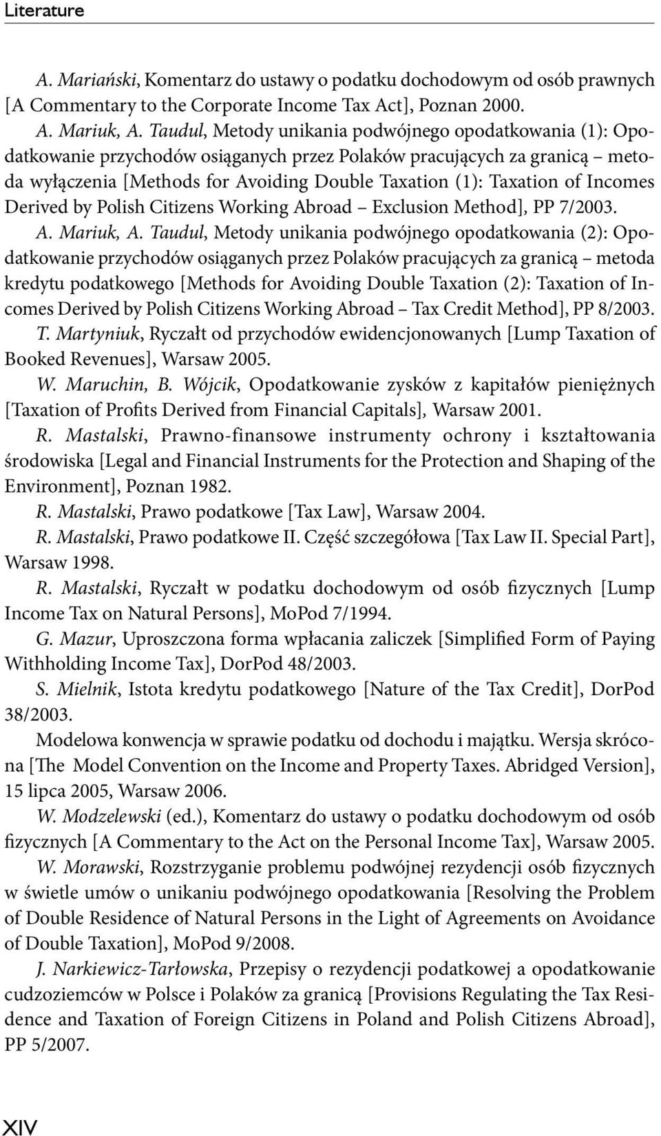 Incomes Derived by Polish Citizens Working Abroad Exclusion Method], PP 7/2003. A. Mariuk, A.