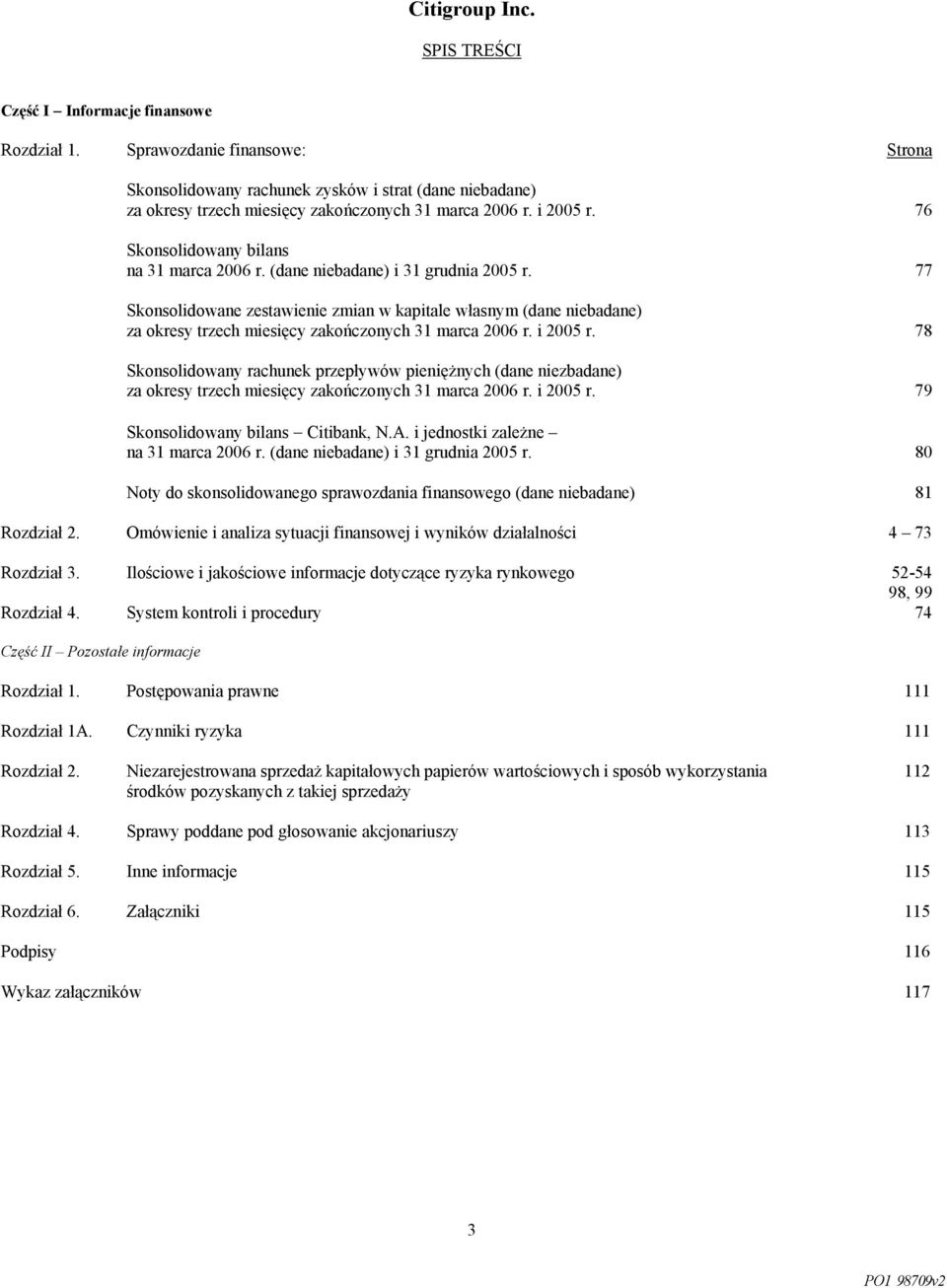 (dane niebadane) i 31 grudnia 2005 r. 77 Skonsolidowane zestawienie zmian w kapitale własnym (dane niebadane) za okresy trzech miesięcy zakończonych 31 marca 2006 r. i 2005 r.