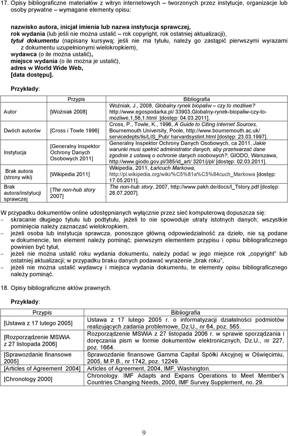 dokumentu uzupełnionymi wielokropkiem), wydawca (o ile można ustalić), miejsce wydania (o ile można je ustalić), adres w World Wide Web, [data dostępu].